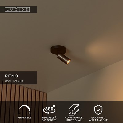 Lucide RITMO - Spot plafond - Ø 10 cm - 1xGU10 (MR11) - Café